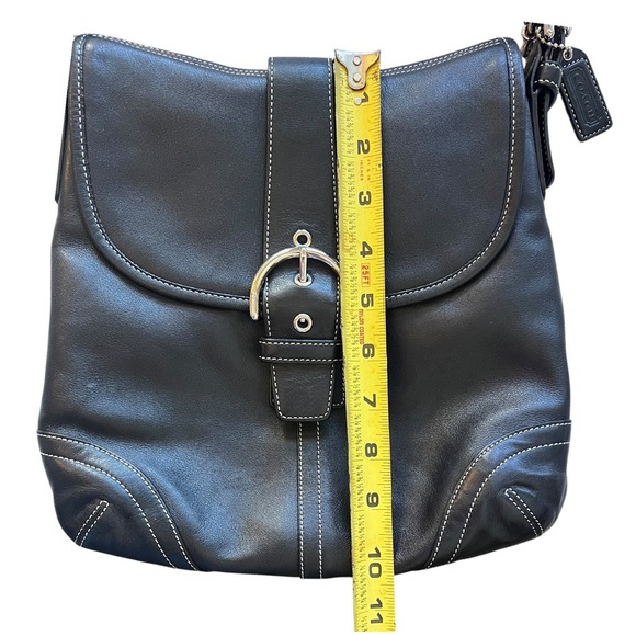 VTG Coach Soho Black Leather Flap Crossbody Bag Silver Buckle 9480 - Picture 13 of 17